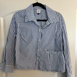 Cabi Blue and White Striped Shirt